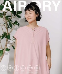 <接触冷感/UV> AIRDRY HIGHCOOL ヘンリーネックワンピース/エアドライ ハイクール ヘンリーネック Tシャツワンピース