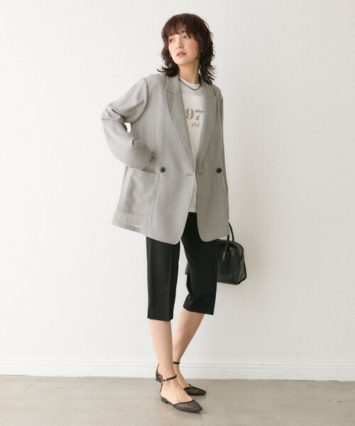 RIVE DROITE（リヴドロワ）の「【コーデのポイントに】Year Number Tee（Tシャツ/カットソー・レディース・チャコールグレー/レッド/ホワイト・FREE）」の4枚目の写真