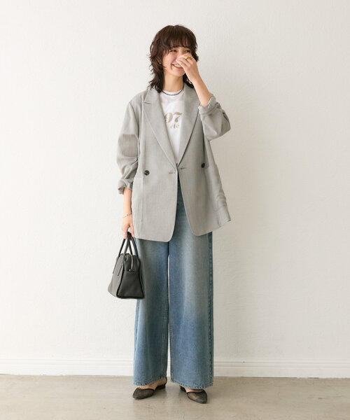 RIVE DROITE（リヴドロワ）の「【コーデのポイントに】Year Number Tee（Tシャツ/カットソー・レディース・チャコールグレー/レッド/ホワイト・FREE）」の5枚目の写真