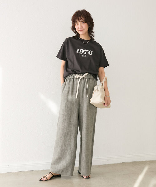 RIVE DROITE（リヴドロワ）の「【コーデのポイントに】Year Number Tee（Tシャツ/カットソー・レディース・チャコールグレー/レッド/ホワイト・FREE）」の19枚目の写真