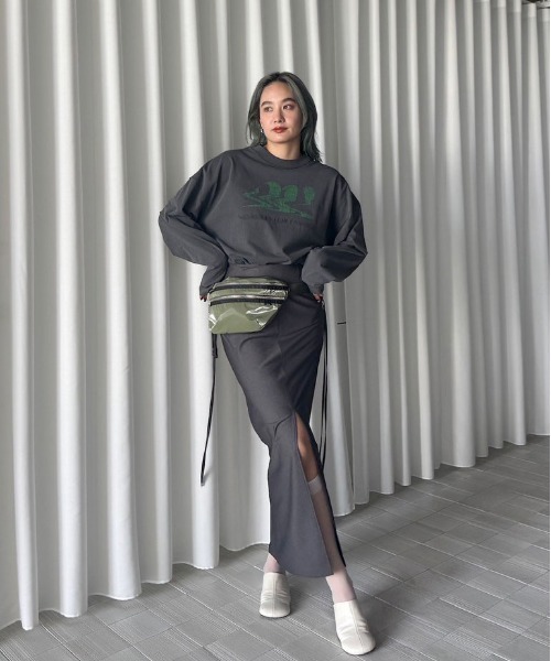 スカート ameri STRIPE DARWSTRING LONG SKIRT STRIPE DARWSTRING LONG SKIRT（スカート）｜Ameri（アメリ）の