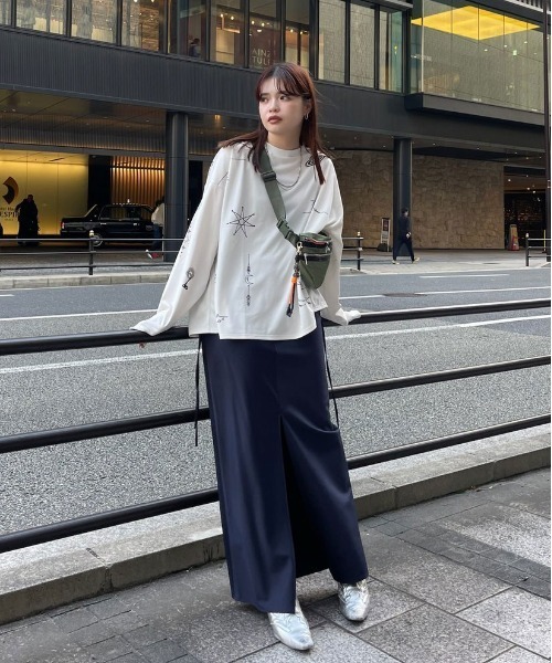 スカート ameri STRIPE DARWSTRING LONG SKIRT STRIPE DARWSTRING LONG SKIRT（スカート）｜Ameri（アメリ）の