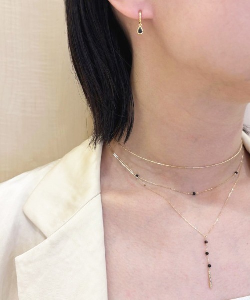 レイヤード] K10YG ブラックカルセドニー ネックレス（ネックレス