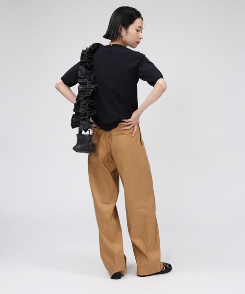 BABYLONE（バビロン）の「ファインゲージニットT（Tシャツ/カットソー・レディース・ライム/ホワイト/ブラック・フリー）」の21枚目の写真