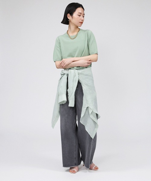 BABYLONE（バビロン）の「ファインゲージニットT（Tシャツ/カットソー・レディース・ライム/ホワイト/ブラック・フリー）」の19枚目の写真