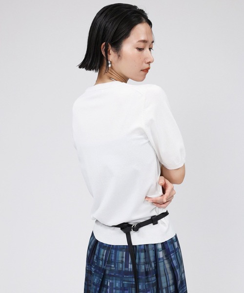 BABYLONE（バビロン）の「ファインゲージニットT（Tシャツ/カットソー・レディース・ライム/ホワイト/ブラック・フリー）」の6枚目の写真