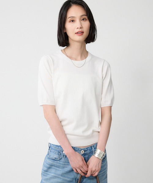 BABYLONE（バビロン）の「ファインゲージニットT（Tシャツ/カットソー・レディース・ライム/ホワイト/ブラック・フリー）」の22枚目の写真