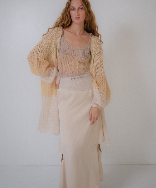 HONEY MI HONEY(ハニーミーハニー)の「satin cutoff skirt(スカート・レディース・オフホワイト/ピンク/サックスブルー/ブラック・FREE)」の10枚目の写真
