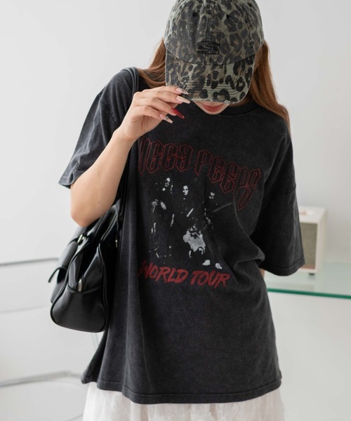 ヴィンテージ グラフィック Tシャツ ロングTシャツ ダメージ ウォッシュ セール】WEGO/【25年春夏新作】ヴィンテージウォッシュ