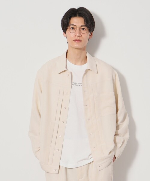 THE SHOP TK （ザ ショップ ティーケー ）の「パナマメッシュトラッカージャケット セットアップ可（ブルゾン・メンズ・アイボリー/ダークブラウン/ブラック・02/03）」の9枚目の写真