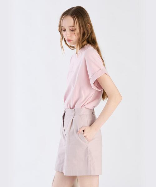 To b. by agnes b.（トゥービーバイアニエスベー）の「ロゴ プリント コットン マカロン Tシャツ（Tシャツ/カットソー・レディース・ピンク・40/38）」の7枚目の写真