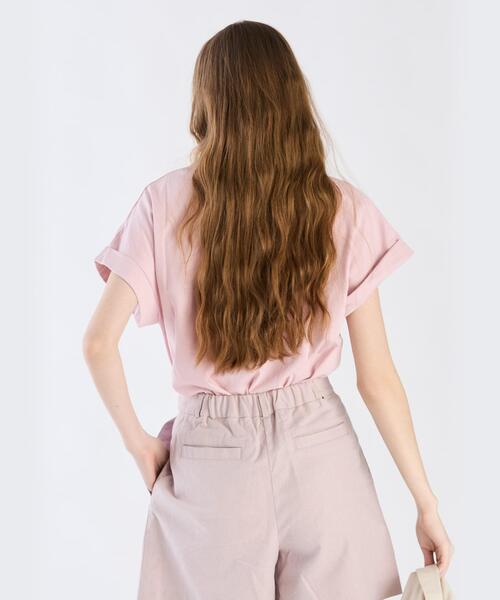 To b. by agnes b.（トゥービーバイアニエスベー）の「ロゴ プリント コットン マカロン Tシャツ（Tシャツ/カットソー・レディース・ピンク・40/38）」の6枚目の写真