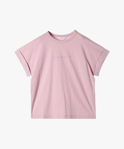 To b. by agnes b.（トゥービーバイアニエスベー）の「ロゴ プリント コットン マカロン Tシャツ（Tシャツ/カットソー・レディース・ピンク・40/38）」の3枚目の写真
