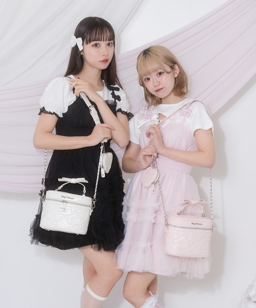 Honey Cinnamon(ハニーシナモン)の「ハートポーチ付きリボンキルトバニティバッグ(ショルダーバッグ・レディース・ピンク/アイボリー・FREE)」の6枚目の写真
