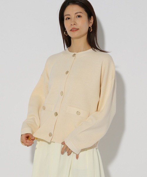 Elura（エルーラ）の「ダブルフェイスボタンカーディガン/324912（カーディガン/ボレロ・レディース・ライトグレー/ネイビー/オフホワイト・FREE）」の2枚目の写真