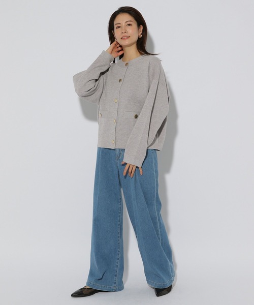 Elura（エルーラ）の「ダブルフェイスボタンカーディガン/324912（カーディガン/ボレロ・レディース・ライトグレー/ネイビー/オフホワイト・FREE）」の22枚目の写真