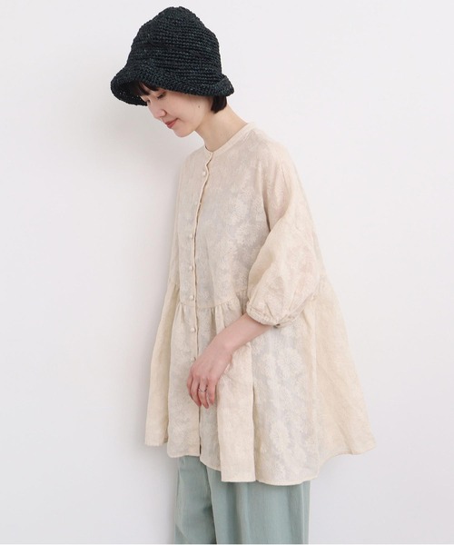 l'atelier du savon(アトリエドサボン)の「●線画のお花ラミー刺繍 まるブラウス(シャツ/ブラウス・レディース・パープル/ネイビー/キナリ・FREE)」の22枚目の写真