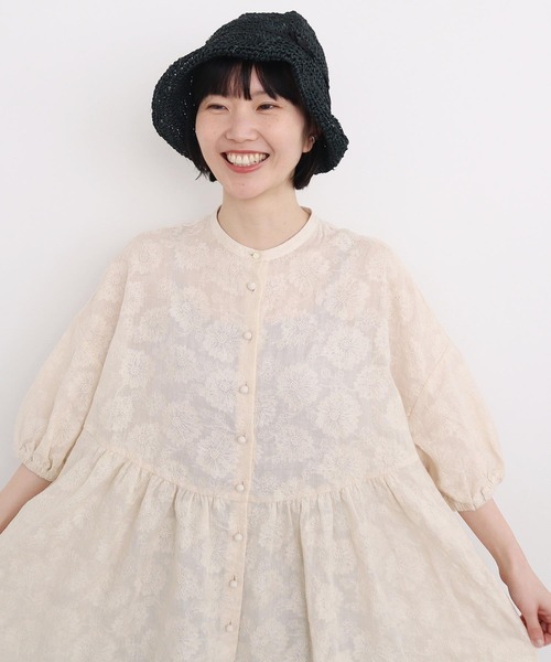 l'atelier du savon(アトリエドサボン)の「●線画のお花ラミー刺繍 まるブラウス(シャツ/ブラウス・レディース・パープル/ネイビー/キナリ・FREE)」の20枚目の写真