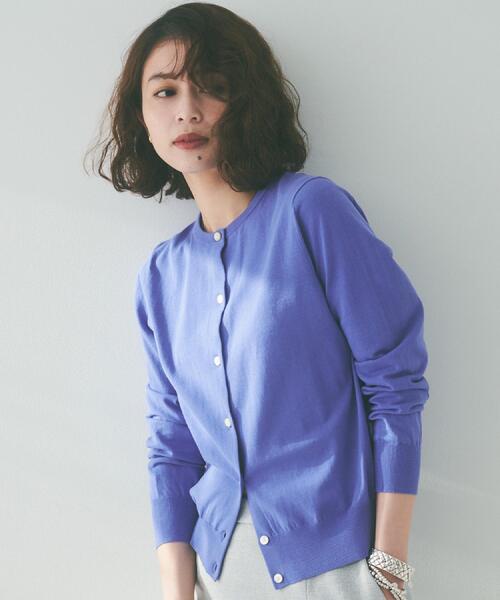 UNTITLED（アンタイトル）の「【11色展開/コットン100/アンサンブル可能】クルーカーディガン（カーディガン/ボレロ・レディース・ホワイト/ブラック/ブラウン系/ライトオレンジ系/ブルーパープル/ナチュラル/ホワイト×ブラック/ライトパープル/オレンジ/レッド系1/ブルー系その他・00/01/02/03/04/44/48）」の8枚目の写真