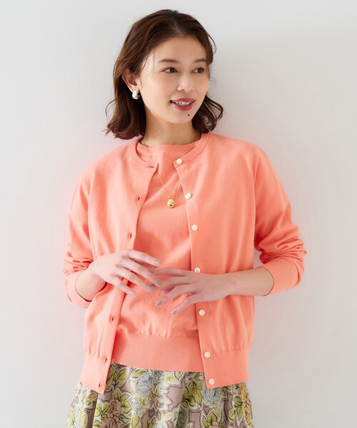 UNTITLED（アンタイトル）の「【11色展開/コットン100/アンサンブル可能】クルーカーディガン（カーディガン/ボレロ・レディース・ホワイト/ブラック/ブラウン系/ライトオレンジ系/ブルーパープル/ナチュラル/ホワイト×ブラック/ライトパープル/オレンジ/レッド系1/ブルー系その他・00/01/02/03/04/44/48）」の18枚目の写真