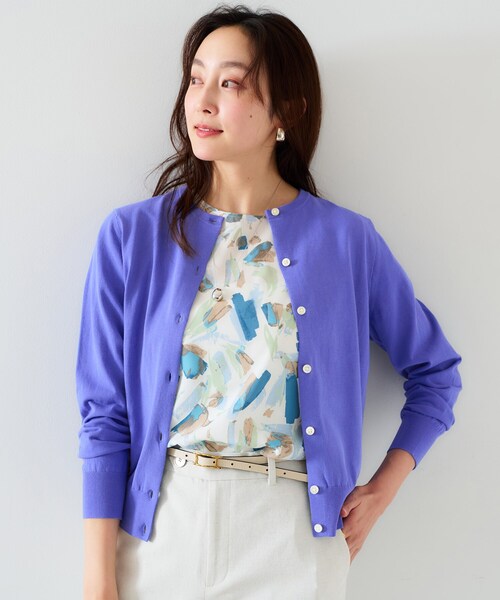 【11色展開コットン100アンサンブル可能】クルーカーディガン 11色展開/コットン100/アンサンブル可能】クルーカーディガン