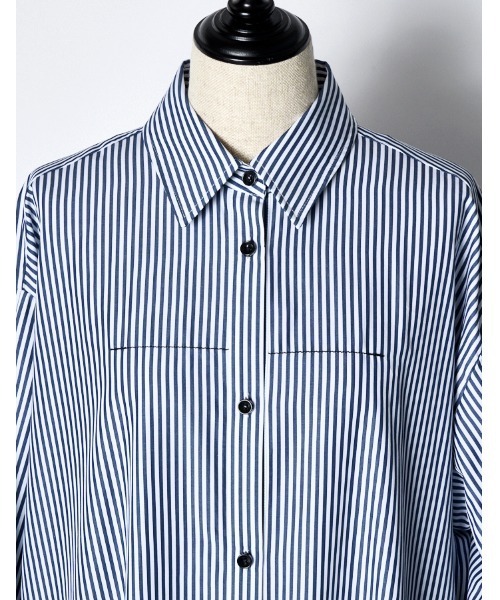 RUMCHE(ラムシェ)の「Stripe Piping Gathered Shirt Dress / ストライプパイピングギャザードレス(ワンピース・レディース・ホワイト系その他/ホワイト系その他2・FREE)」の6枚目の写真