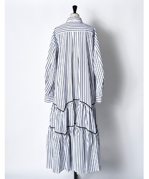RUMCHE(ラムシェ)の「Stripe Piping Gathered Shirt Dress / ストライプパイピングギャザードレス(ワンピース・レディース・ホワイト系その他/ホワイト系その他2・FREE)」の14枚目の写真