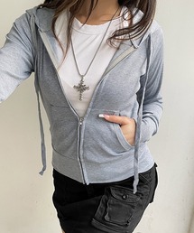 CERCA（チェルカ）の「【 MEMECLE / メメクル 】フードジップアップ 長袖 パーカー カットソー（Tシャツ/カットソー・レディース）」