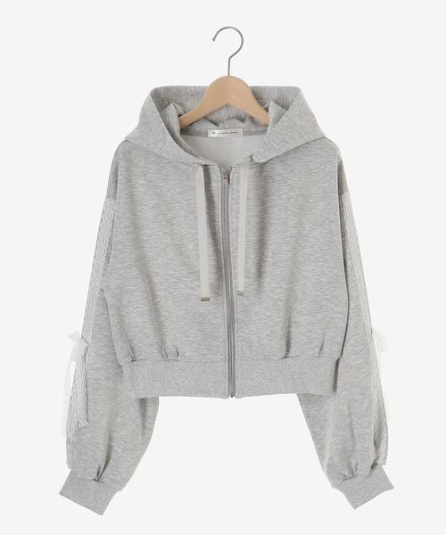 MAJESTIC LEGON（マジェスティックレゴン）の「レースリボンラインパーカー（パーカー・レディース・グレー/アイボリー/ピンクベージュ・MEDIUM）」の18枚目の写真