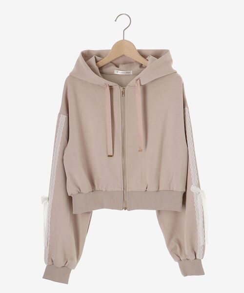 MAJESTIC LEGON（マジェスティックレゴン）の「レースリボンラインパーカー（パーカー・レディース・グレー/アイボリー/ピンクベージュ・MEDIUM）」の19枚目の写真