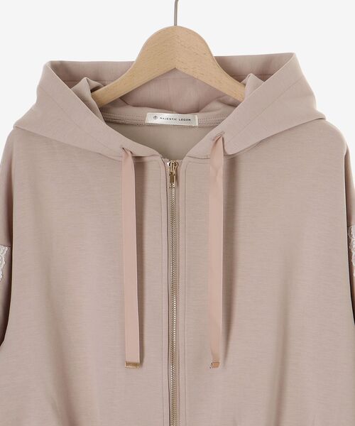 MAJESTIC LEGON（マジェスティックレゴン）の「レースリボンラインパーカー（パーカー・レディース・グレー/アイボリー/ピンクベージュ・MEDIUM）」の21枚目の写真