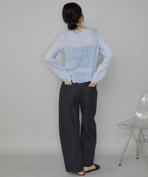 Aunt Marie's(アントマリーズ)の「メニーシャーリングシアートップス(シャツ/ブラウス・レディース・ブラック/ホワイト/ブルー/ピンク・FREE)」の8枚目の写真