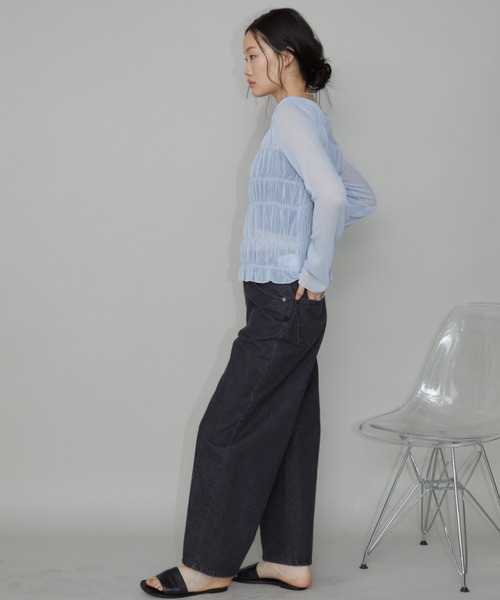 Aunt Marie's(アントマリーズ)の「メニーシャーリングシアートップス(シャツ/ブラウス・レディース・ブラック/ホワイト/ブルー/ピンク・FREE)」の9枚目の写真