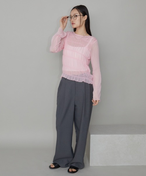 Aunt Marie's(アントマリーズ)の「メニーシャーリングシアートップス(シャツ/ブラウス・レディース・ブラック/ホワイト/ブルー/ピンク・FREE)」の16枚目の写真