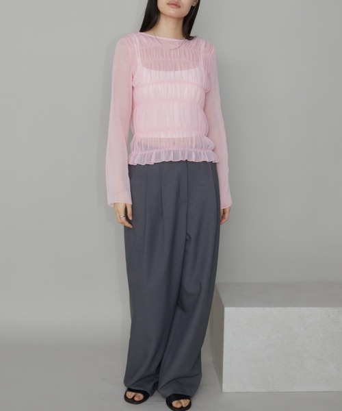 Aunt Marie's(アントマリーズ)の「メニーシャーリングシアートップス(シャツ/ブラウス・レディース・ブラック/ホワイト/ブルー/ピンク・FREE)」の17枚目の写真