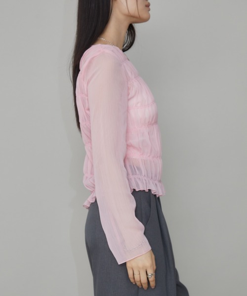 Aunt Marie's(アントマリーズ)の「メニーシャーリングシアートップス(シャツ/ブラウス・レディース・ブラック/ホワイト/ブルー/ピンク・FREE)」の14枚目の写真
