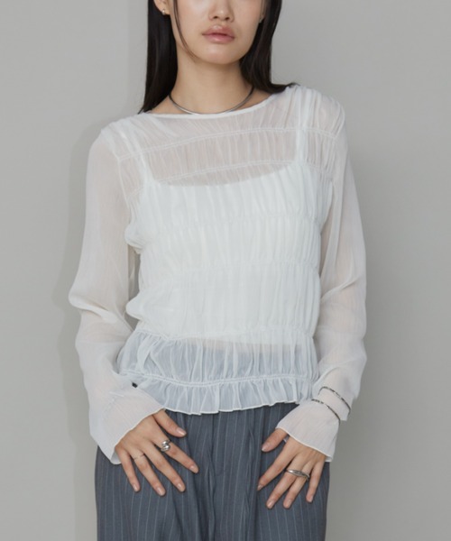 Aunt Marie's(アントマリーズ)の「メニーシャーリングシアートップス(シャツ/ブラウス・レディース・ブラック/ホワイト/ブルー/ピンク・FREE)」の20枚目の写真