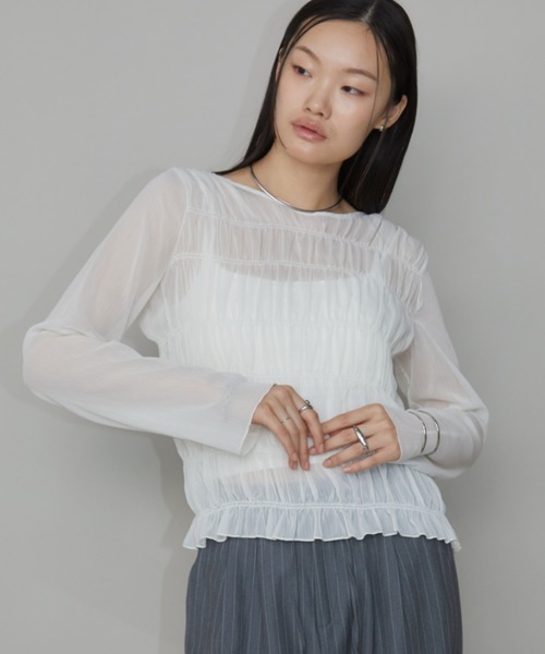 Aunt Marie's(アントマリーズ)の「メニーシャーリングシアートップス(シャツ/ブラウス・レディース・ブラック/ホワイト/ブルー/ピンク・FREE)」の21枚目の写真