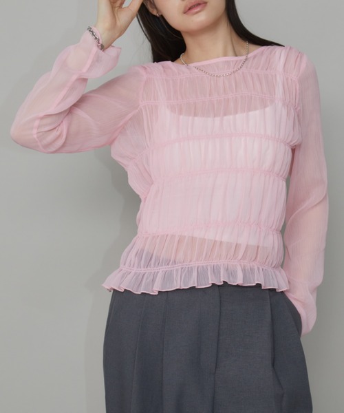 Aunt Marie's(アントマリーズ)の「メニーシャーリングシアートップス(シャツ/ブラウス・レディース・ブラック/ホワイト/ブルー/ピンク・FREE)」の12枚目の写真