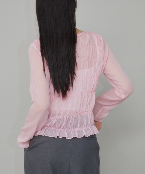 Aunt Marie's(アントマリーズ)の「メニーシャーリングシアートップス(シャツ/ブラウス・レディース・ブラック/ホワイト/ブルー/ピンク・FREE)」の15枚目の写真