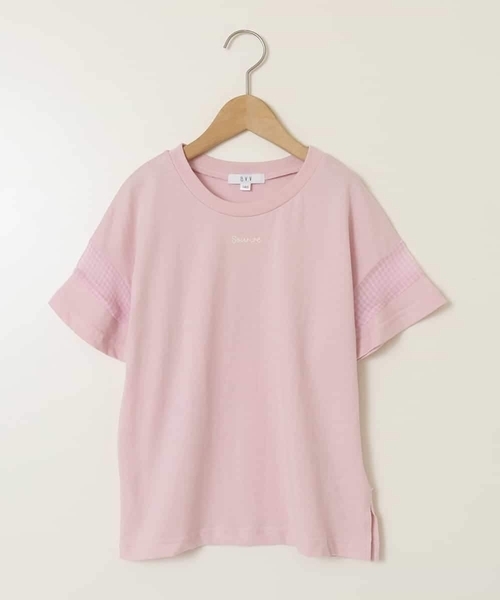 a.v.v（アーヴェヴェ）の「【累計1万枚販売/接触冷感/ジメジメ対策/毛玉になりにくい/安心の綿100％】[140-150]シアーギンガムキリカエスリーブＴシャツ（Tシャツ/カットソー・キッズ・ライトピンク/ブラック/ホワイト/ダークインディゴブルー・140/150）」の20枚目の写真