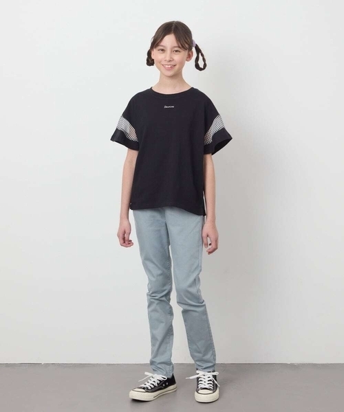 a.v.v（アーヴェヴェ）の「【累計1万枚販売/接触冷感/ジメジメ対策/毛玉になりにくい/安心の綿100％】[140-150]シアーギンガムキリカエスリーブＴシャツ（Tシャツ/カットソー・キッズ・ライトピンク/ブラック/ホワイト/ダークインディゴブルー・140/150）」の8枚目の写真