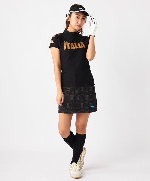 新品】カッパ 半袖ポロワンピース グリーン×ベージュ 上部総柄