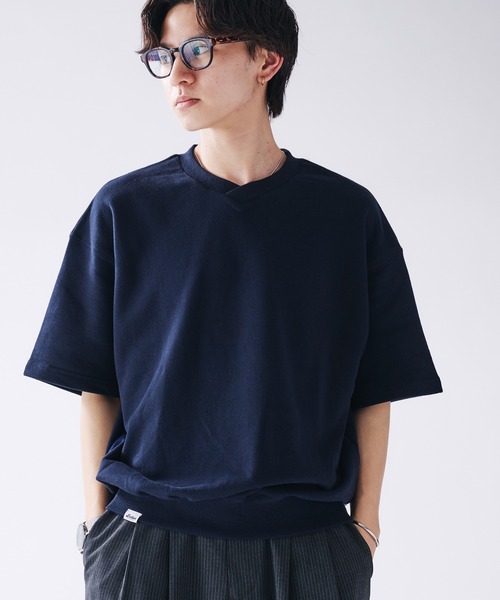 Adoon plain(アドーンプレーン)の「Shallow V-neck Short Sleeve Sweat / 浅Vネック裏毛半袖スウェットTシャツ(Tシャツ/カットソー・メンズ・ブラック/レッド/ネイビー・MEDIUM/LARGE)」の22枚目の写真