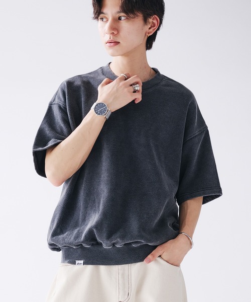 Adoon plain(アドーンプレーン)の「Shallow V-neck Short Sleeve Sweat / 浅Vネック裏毛半袖スウェットTシャツ(Tシャツ/カットソー・メンズ・ブラック/レッド/ネイビー・MEDIUM/LARGE)」の13枚目の写真