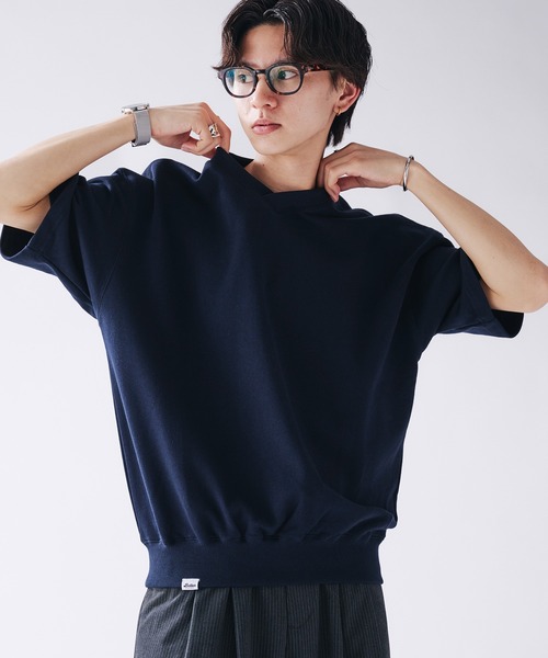 Adoon plain(アドーンプレーン)の「Shallow V-neck Short Sleeve Sweat / 浅Vネック裏毛半袖スウェットTシャツ(Tシャツ/カットソー・メンズ・ブラック/レッド/ネイビー・MEDIUM/LARGE)」の5枚目の写真