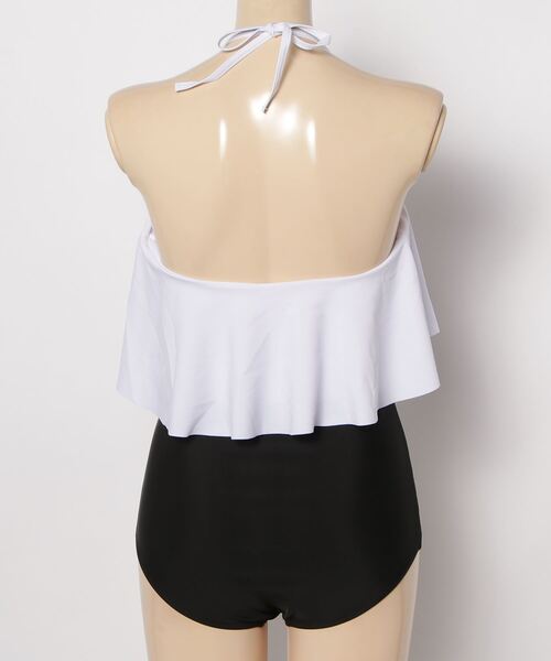 Chloe ラッフル ワンヒス 水着 25UMB19473 001 配色ラッフルワンショルダー水着 | レディースファッション通販