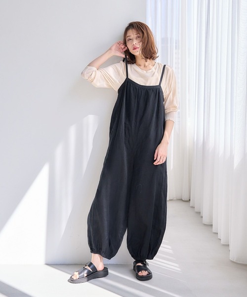 studio CLIP(スタディオクリップ)の「【リネン100%】バルーンサロペット(サロペット/オーバーオール・レディース・モカ/ブラック・FREE)」の6枚目の写真