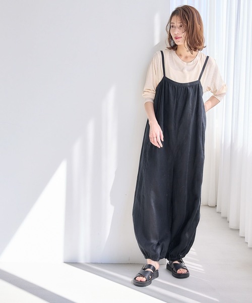 studio CLIP(スタディオクリップ)の「【リネン100%】バルーンサロペット(サロペット/オーバーオール・レディース・モカ/ブラック・FREE)」の7枚目の写真
