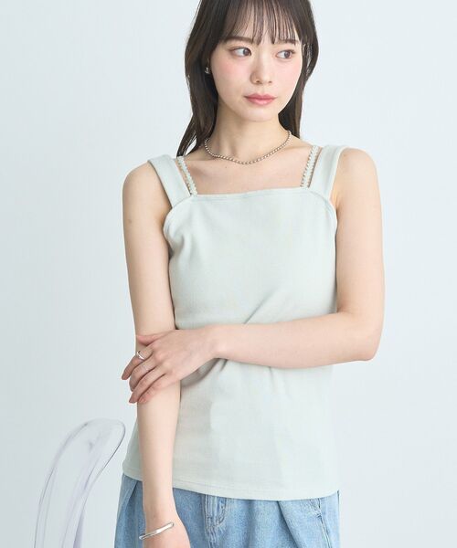 earth music&ecology（アースミュージックアンドエコロジー）の「ホルターレースキャミソール（キャミソール・レディース・アイボリー/ライトグレー/ミント/ブラック・S/M）」の4枚目の写真